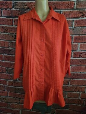 Vintage Button-Front Tunic with Pintuck Detail
